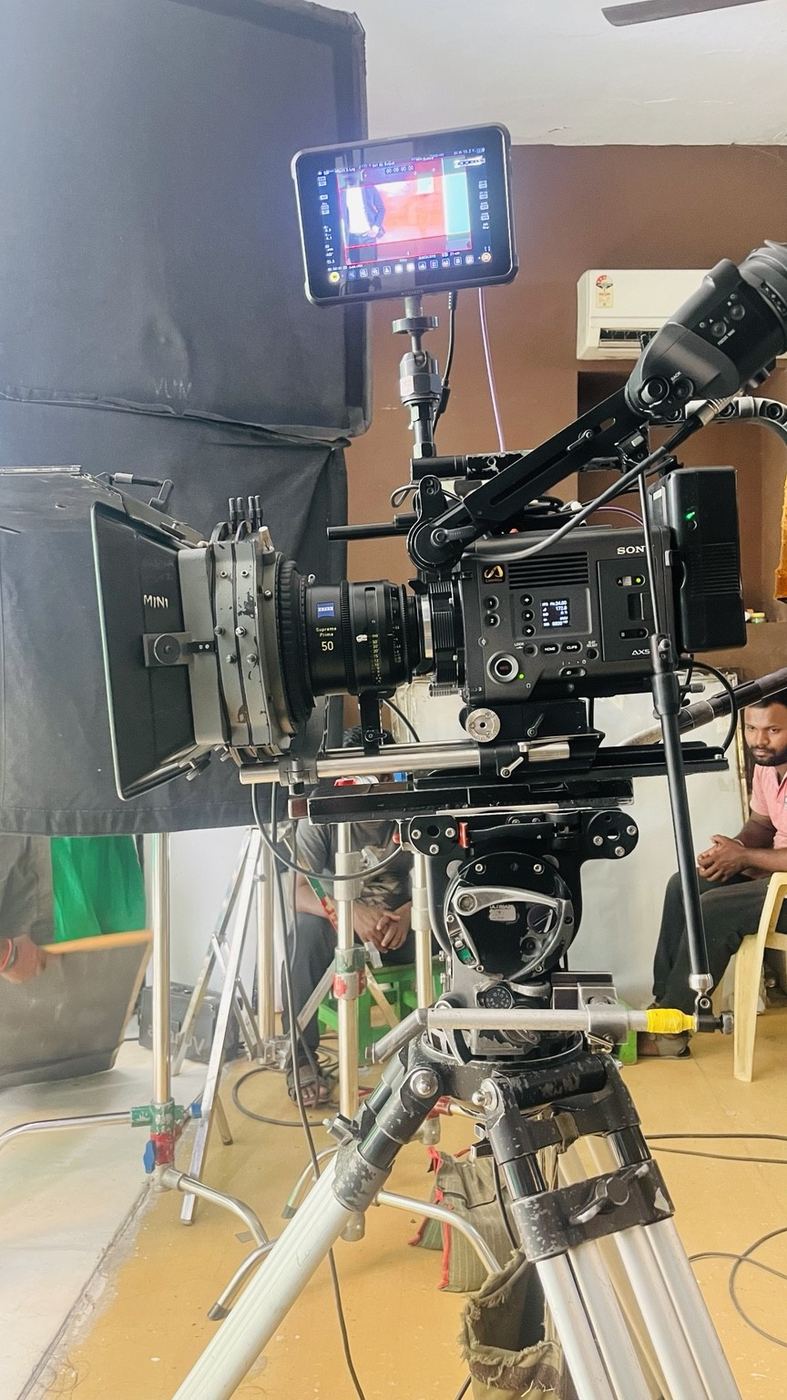 Cinema camera rig on set