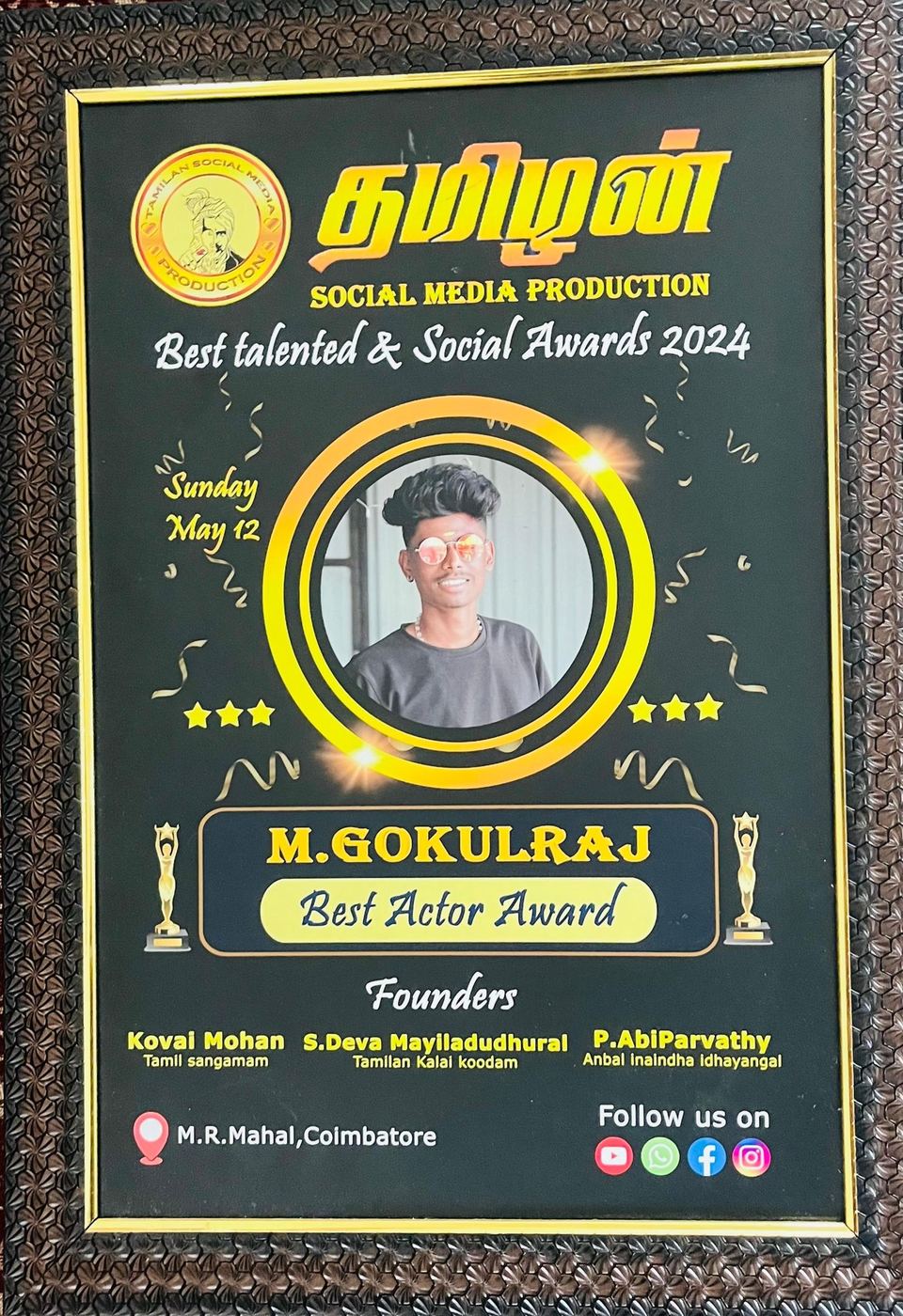 Tamilan Social Media Production 2024, Best Actor Award