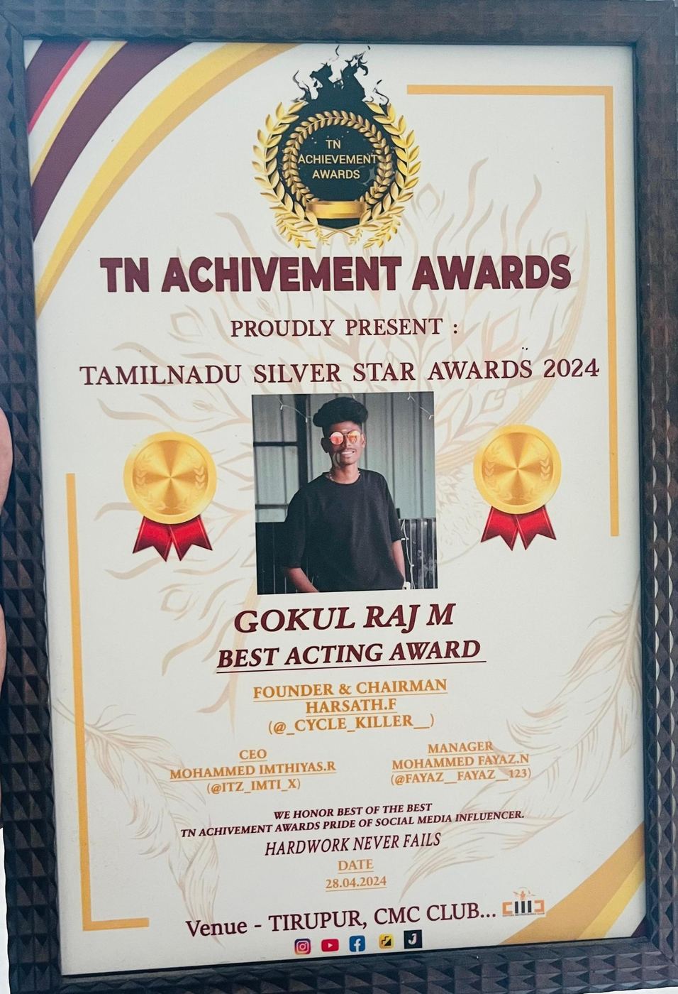 TN Achievement Awards 2024, Best Acting Award